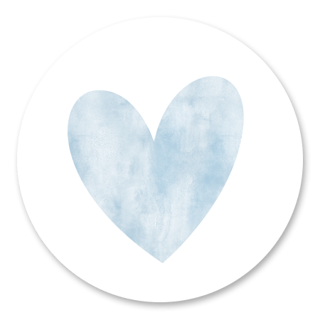 Waterverf hart groot - blauw